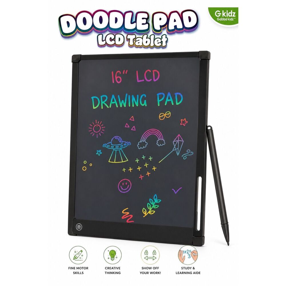 G Kidz Gabba Kidz Doodle Pad LCD Tablet 16” Drawing Writing Board Kids New